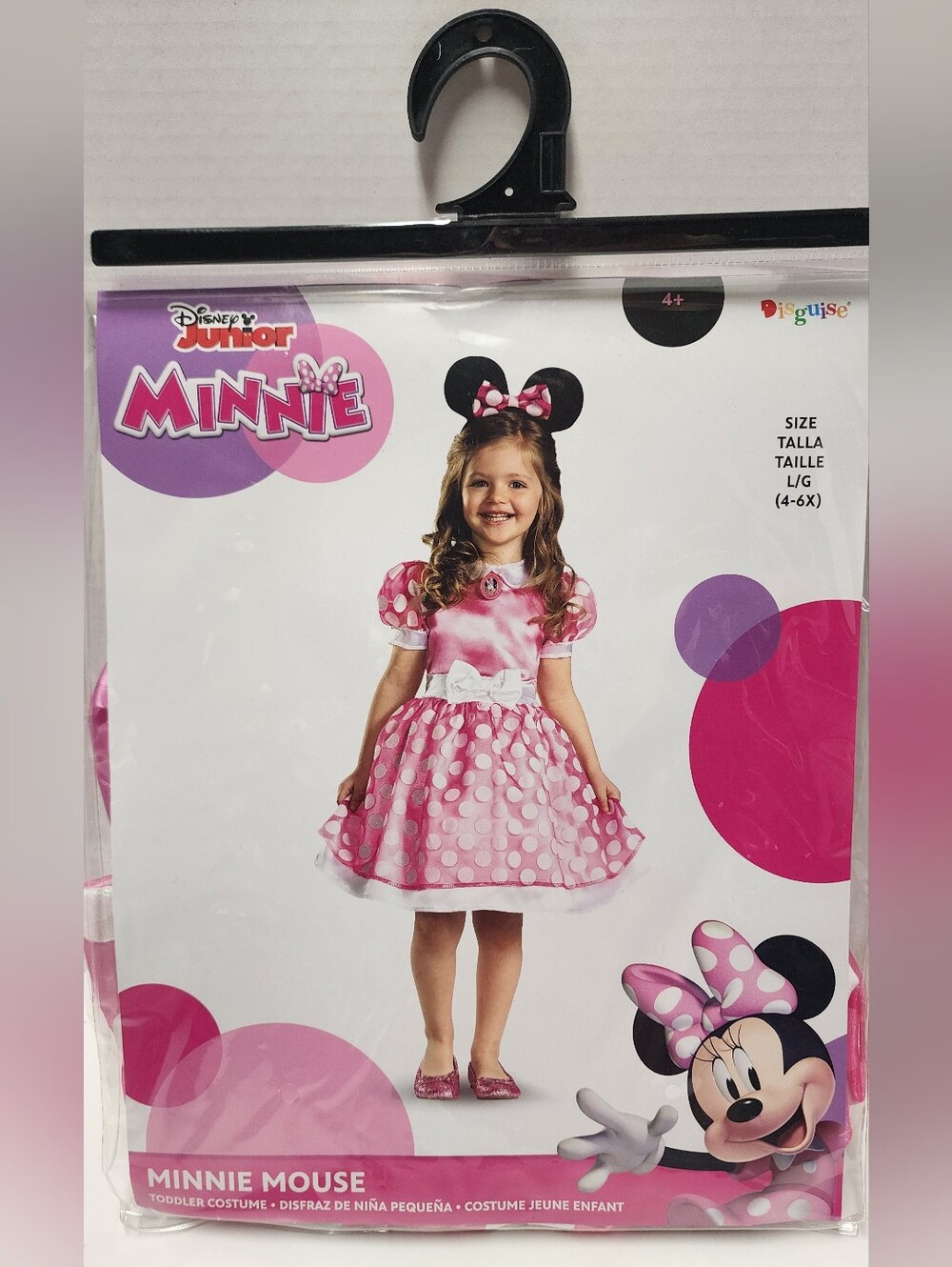 L (4-6X) Girl Toddler Disney Minnie Mouse Halloween Costume Dress Headband New